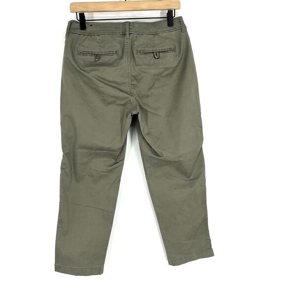 Liverpool Pants Size 4/27 Womens Shadow Green Stretch Chino Twill Khaki Crop - Picture 4 of 8